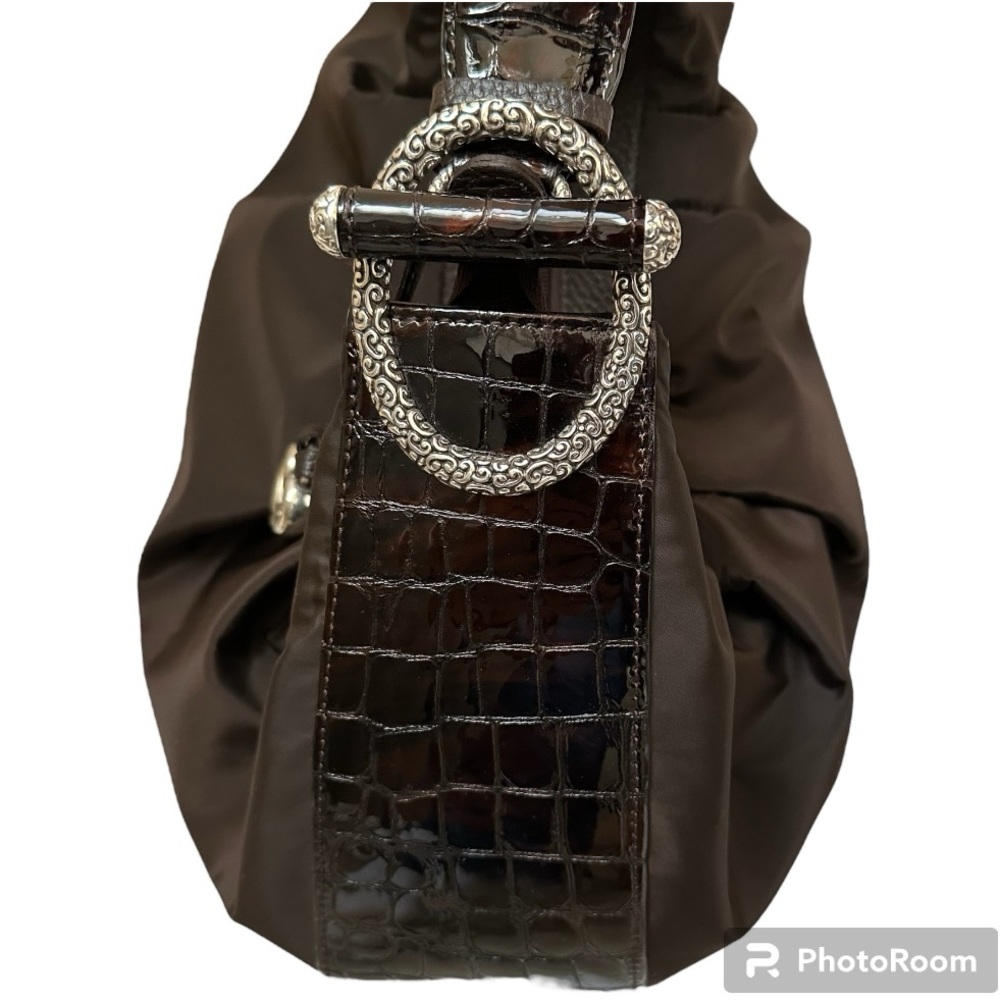 Brighton Brown Leather & Nylon Shoulder Bag - Picture 10 of 11